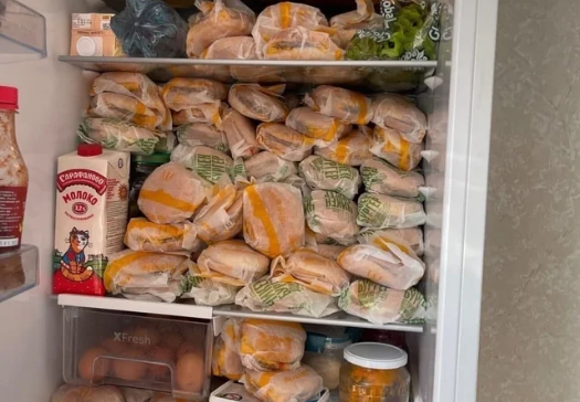 國外網友分享俄羅斯友人家裡冰箱的模樣。（圖翻攝自reddit）