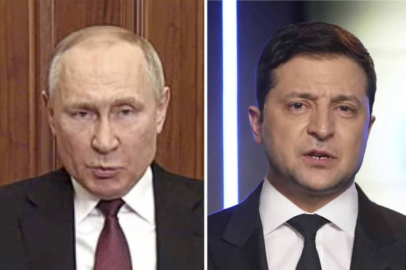 卓夫科瓦指出，乌国总统泽伦斯基（右）已准备好和俄国总统普廷（左）会谈。（美联社）(photo:LTN)