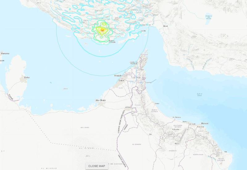 伊朗於今日凌晨2點45分發生芮氏規模5.8地震，地震深度僅10公里。（圖擷自USGS）
