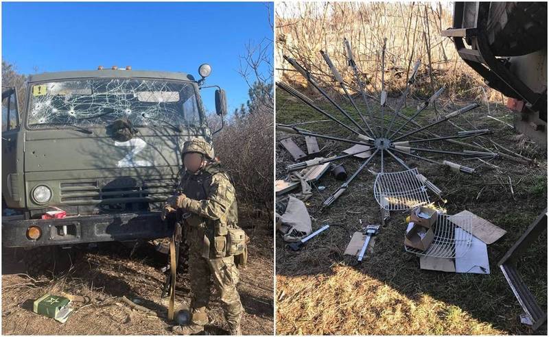 烏克蘭士兵在南部戰區成功伏擊俄軍，並繳獲了罕見的電子情報系統「Torn-MDM」。（翻攝自推特，本報合成）