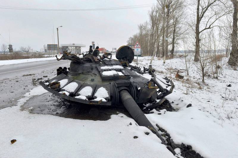 乌克兰军民激烈反抗俄罗斯侵略，战事不到一个月已经有4名俄军将领战死。图为遭击毁的俄军战车砲塔。（法新社）(photo:LTN)