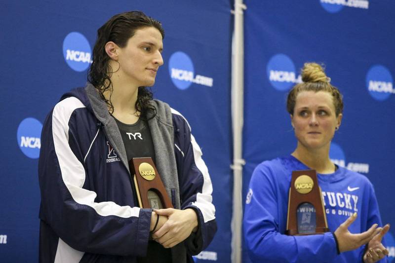 賓州大學跨性別女游泳選手湯瑪絲（Lia Thomas）成為美國史上首位NCAA一級大學聯賽的跨性別冠軍。（路透）