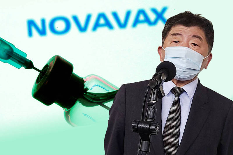 Novavax疫苗將有機會近期輸台，衛福部長陳時中證實。（記者方賓照攝、路透，本報合成）