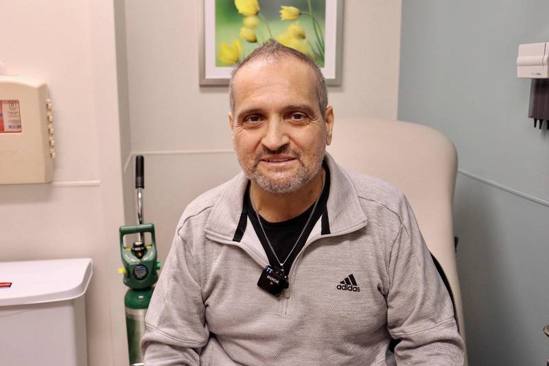 54歲的末期肺癌患者庫里今年1月時的狀況。（法新社）