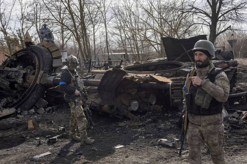 烏克蘭軍隊25日成功從俄軍手中奪回基輔以東60公里的盧基亞尼夫卡城鎮。（路透）