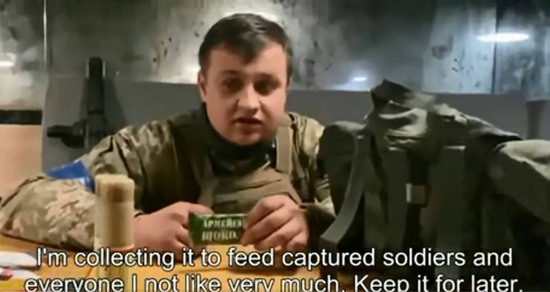 乌克兰士兵开箱掳获的MRE口粮，引发网友们的热议。（图撷取自@Marlen_Leroy 推特）(photo:LTN)