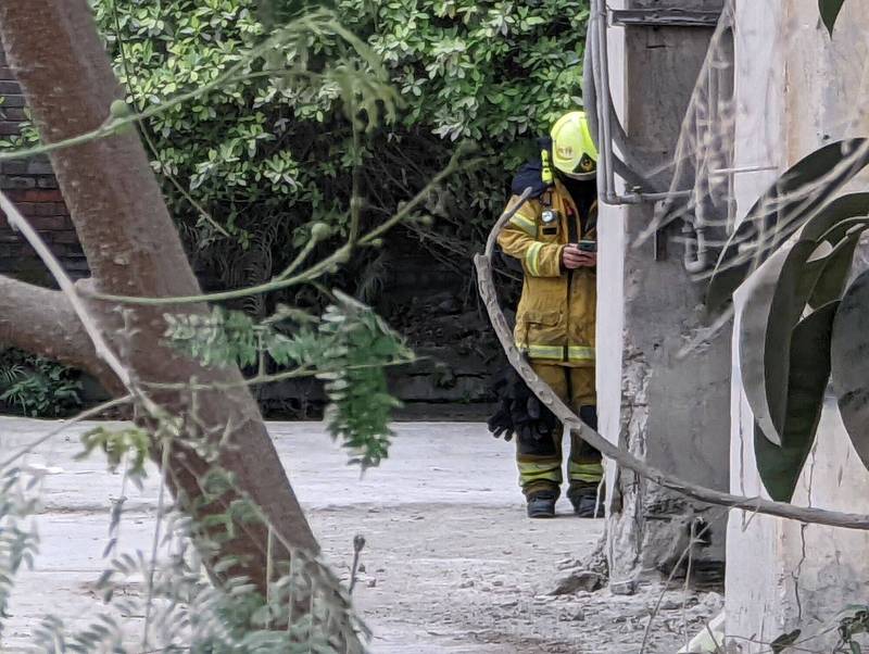 東南水泥工安事故現場上午驚傳火警。（讀者提供）