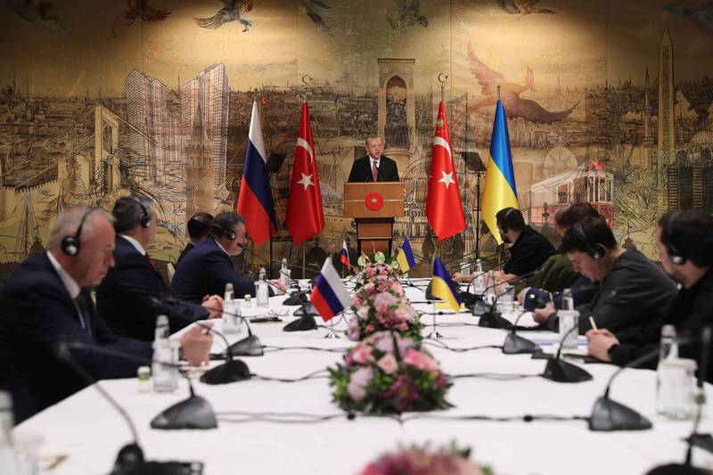 3月29日，在土耳其居中協調下，烏克蘭與俄羅斯的談判代表在伊斯坦堡進行了面對面談判。（法新社資料照）