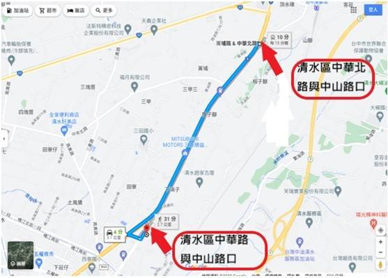 清水警方公布16日回鑾交通管制圖。（記者張軒哲翻攝）