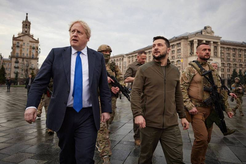 英国首相强森9日亲访基辅，与乌克兰总统泽伦斯基走访基辅市中心。（法新社档案照）(photo:LTN)