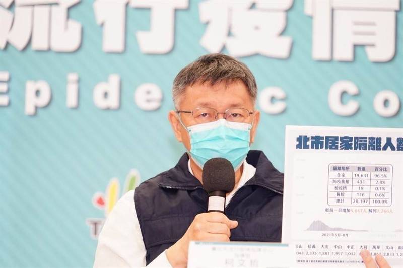 台北市長柯文哲主持防疫記者會。（台北市政府提供）