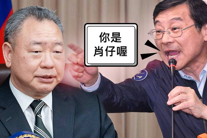 國民黨立委曾銘宗（右）為「中華民國台灣」暴怒，並咆哮外交部常務次長俞大㵢（左）「你是肖仔喔」。（本報合成）