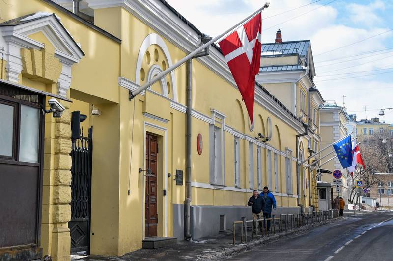 俄羅斯報復驅逐7名丹麥駐俄外交官。（法新社）