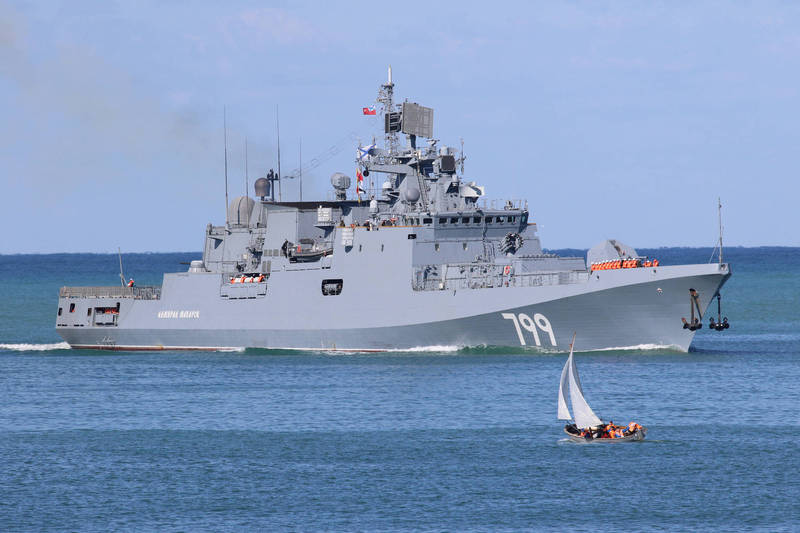 傳出俄軍黑海艦隊上將級巡防艦「馬卡洛夫海軍上將號」在6日上午遭烏軍擊中。（路透）