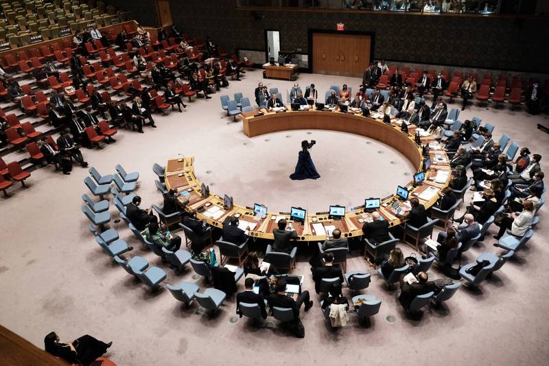 聯合國安理會6日宣布，他們對維持烏克蘭和平與安全深切關注。（法新社）