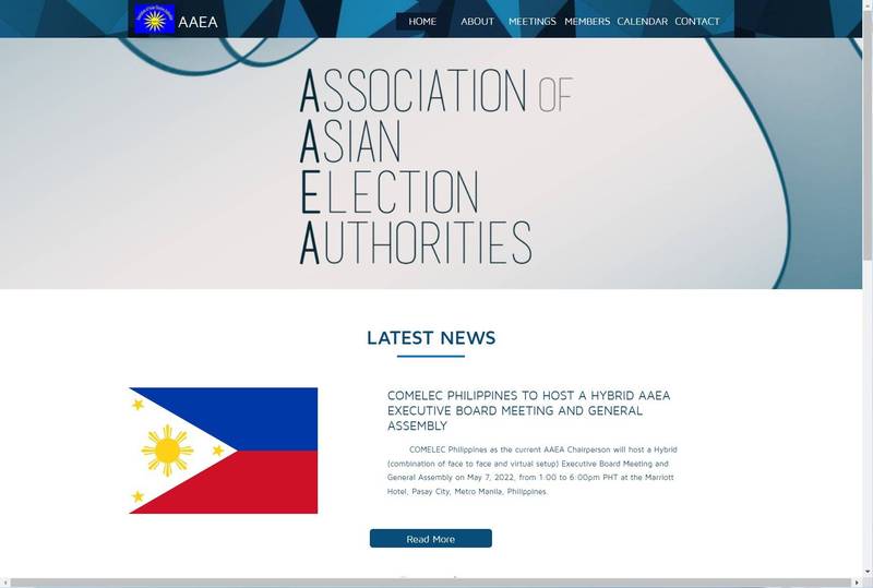 2022年亞洲選舉官署協會（AAEA）今天舉行會員大會，我國中選會當選為副主席，我國將於2024年主辦會員大會，並接任亞洲選舉官署協會主席。（圖擷自網站）