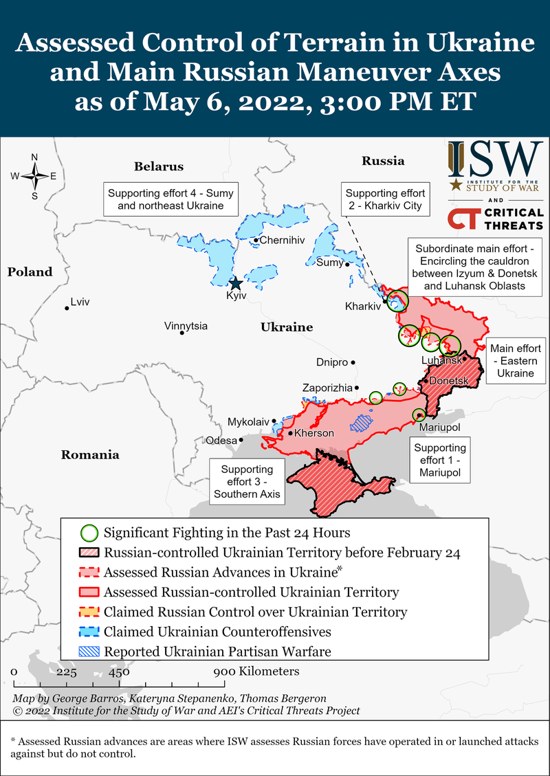 美国智库最新战情分析提到，目前乌国平民「遍地开花」地抵御俄军，恐怕会打坏俄军于马立波庆祝胜利日的计划。（图撷取自ISW官网）(photo:LTN)
