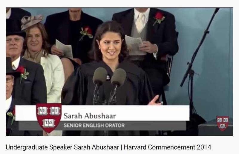 哈佛大学毕业生阿布沙尔2014年在毕业典礼上发表演说。（图撷取自哈佛大学YouTube影片）(photo:LTN)