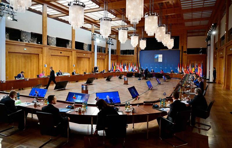 北约30个成员国外交部长14、15日齐聚德国柏林，针对乌克兰局势召开非正式会议。（法新社）(photo:LTN)