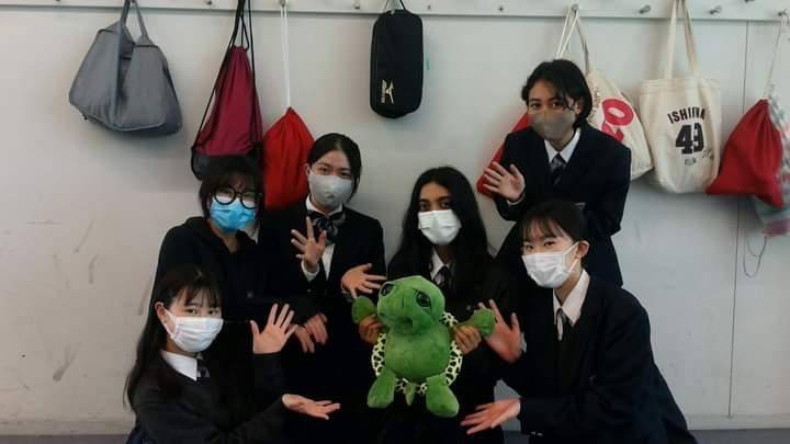 澎南國中綠蠵龜寶寶，遠渡重洋前往日本風靡少男少女的心。（澎南國中提供）