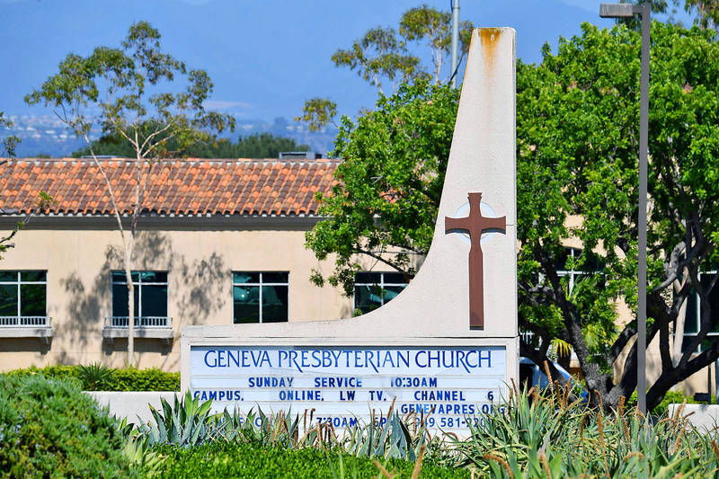 The Geneva Presbyterian Church, where a fatal shooting took place on Sunday, is pictured in Laguna Woods, California, yesterday.
Photo: AFP