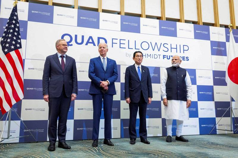 澳洲、美国、日本和印度领袖24日齐聚东京，参加「四方安全对话」（Quad）峰会。（路透）(photo:LTN)