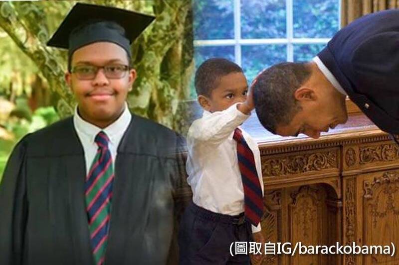 13年前美国5岁男童雅各．费拉德菲亚（Jacob Philadelphia）在白宫，见到当时的总统欧巴马，好奇地伸手摸摸总统头发的画面，成为欧巴马总统任内其中一张经典照。（图取自IG/barackobama；本报合成）(photo:LTN)