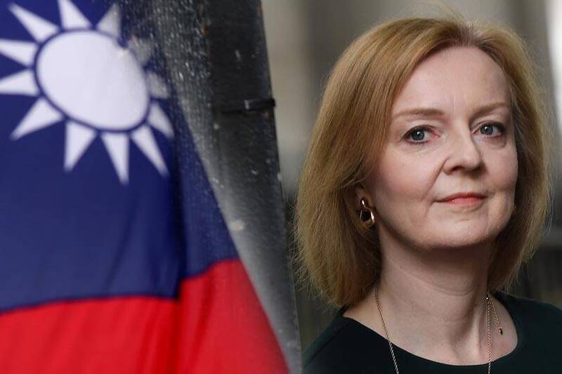 英國外交大臣特拉斯表態支持台灣強化自衛能力，一番發言再次讓中國跳腳抗議。（歐新社、美聯社；本報合成）