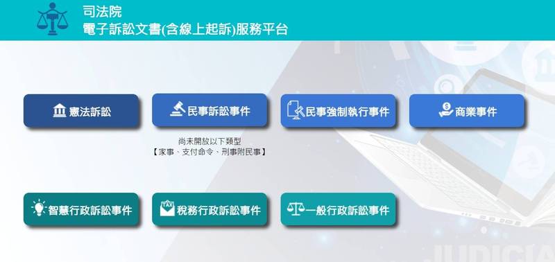 司法院電子訴訟文書服務平台，６月１日起開放智慧財產訴訟事件。（記者吳政峰翻攝）