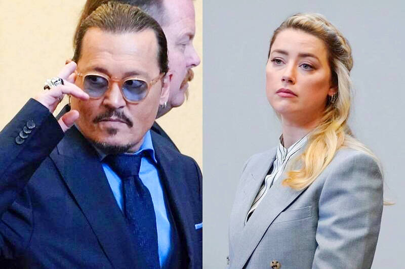 Johnny Depp, left, who was in the UK, did not appear in court, but issued a statement after winning the trial.人在英國的強尼戴普（左）未出庭，但已發表勝訴聲明。
Photo: AP 照片：美聯社