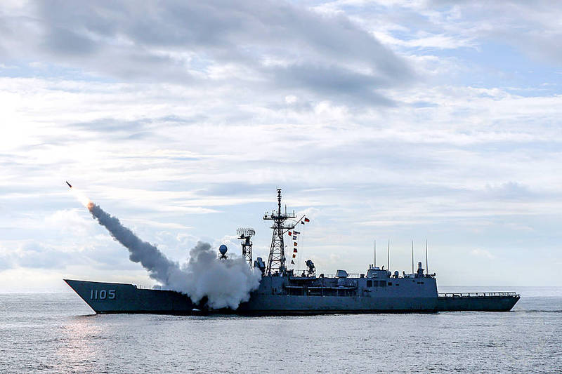 A RIM-66 missile is launched from a navy ship during a drill on May 17.
Photo courtesy of the Ministry of National Defense