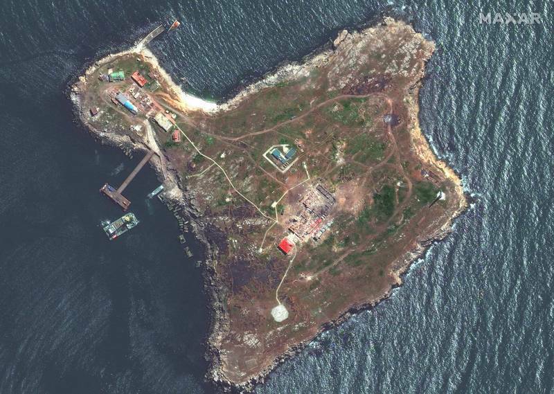 遭俄军佔领的蛇岛鸟瞰图。（美联社）(photo:LTN)