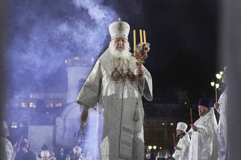 俄羅斯東正教牧首基里爾因力挺普廷，遭各界譴責。（美聯社）