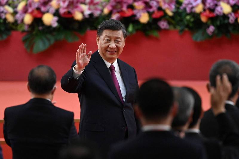 香港主權移交25周年，中國國家主席習近平1日在慶典演說上不斷強調「一國兩制」。（法新社）
