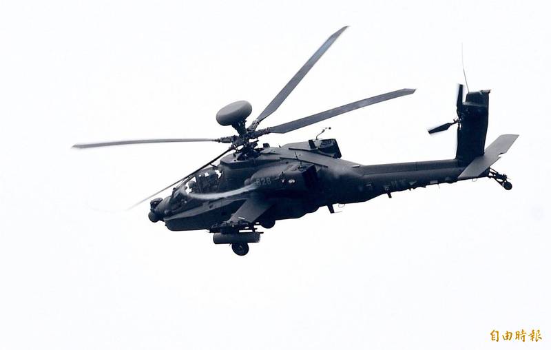 陸軍4日至6日將舉行三天「神鷹操演」，圖為陸軍AH-64E阿帕契攻擊直升機。（資料照，記者羅沛德攝）