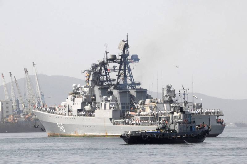 俄國海軍無畏級驅逐艦「薩波什尼科夫元帥號」。（路透）