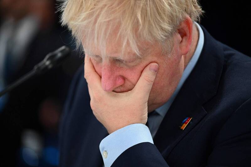 英國首相強森（Boris Johnson）近日身陷政壇危機。（法新社）