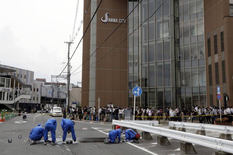 安倍晋三在奈良市街头遭到枪袭。图为案发现场。（彭博）(photo:LTN)