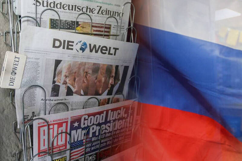 媒体战白热化，俄再封锁德国《世界报》网站。（彭博、路透社；本报合成。）(photo:LTN)