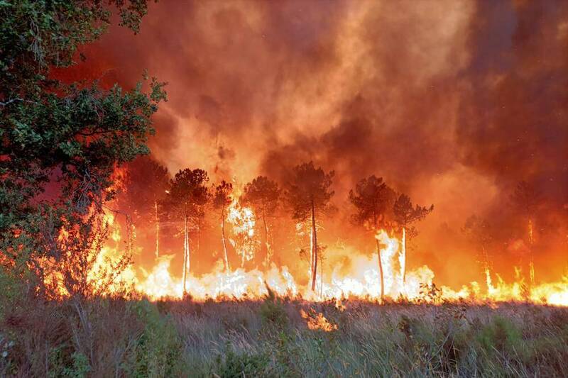 近日欧洲森林大火频传，葡萄牙1名消防飞机驾驶员在救火时坠机不幸丧命。（美联社）(photo:LTN)