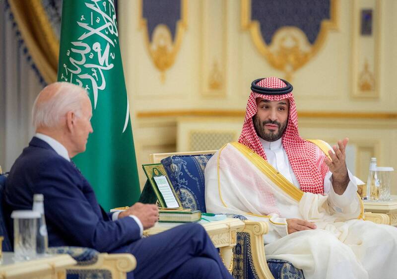 美国总统拜登在他的中东之行中与沙国王储穆罕默德相谈甚欢。（欧新社）(photo:LTN)