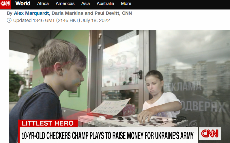 乌克兰10岁国际跳棋世界冠军叶佐霍娃（Valeria Yezhova，右）。（取自CNN网站）(photo:LTN)