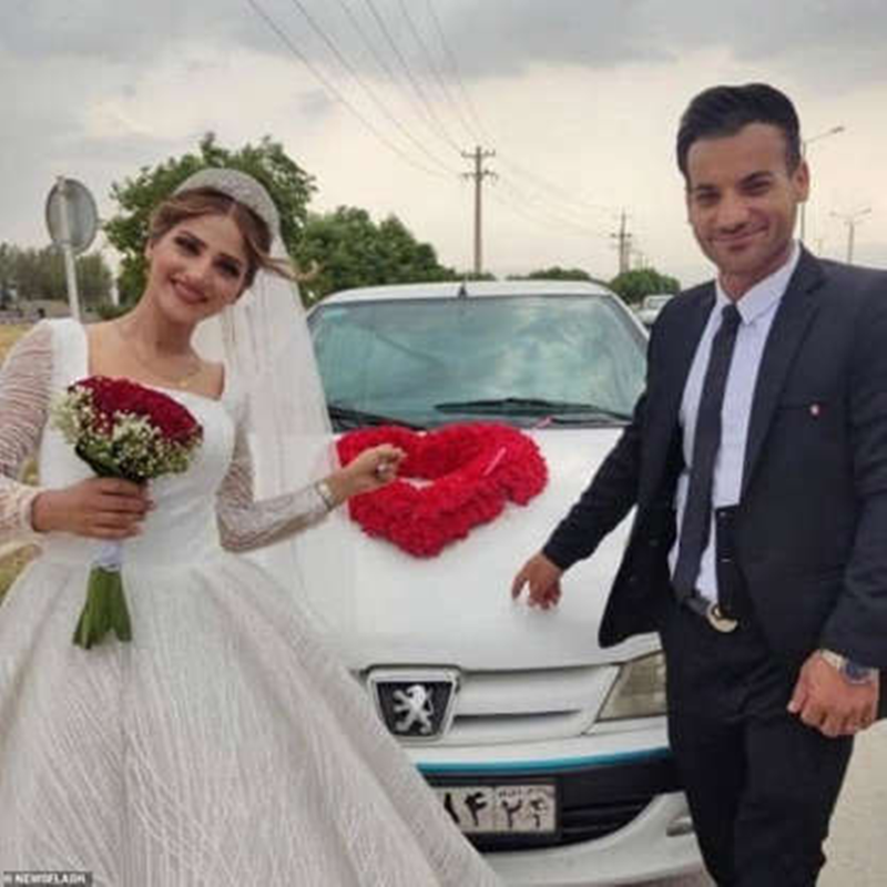 伊朗一名24岁女子与男友甜蜜成婚，婚礼上有一名男子违法鸣枪庆贺，子弹击穿新娘头部夺命。（翻摄推特）(photo:LTN)