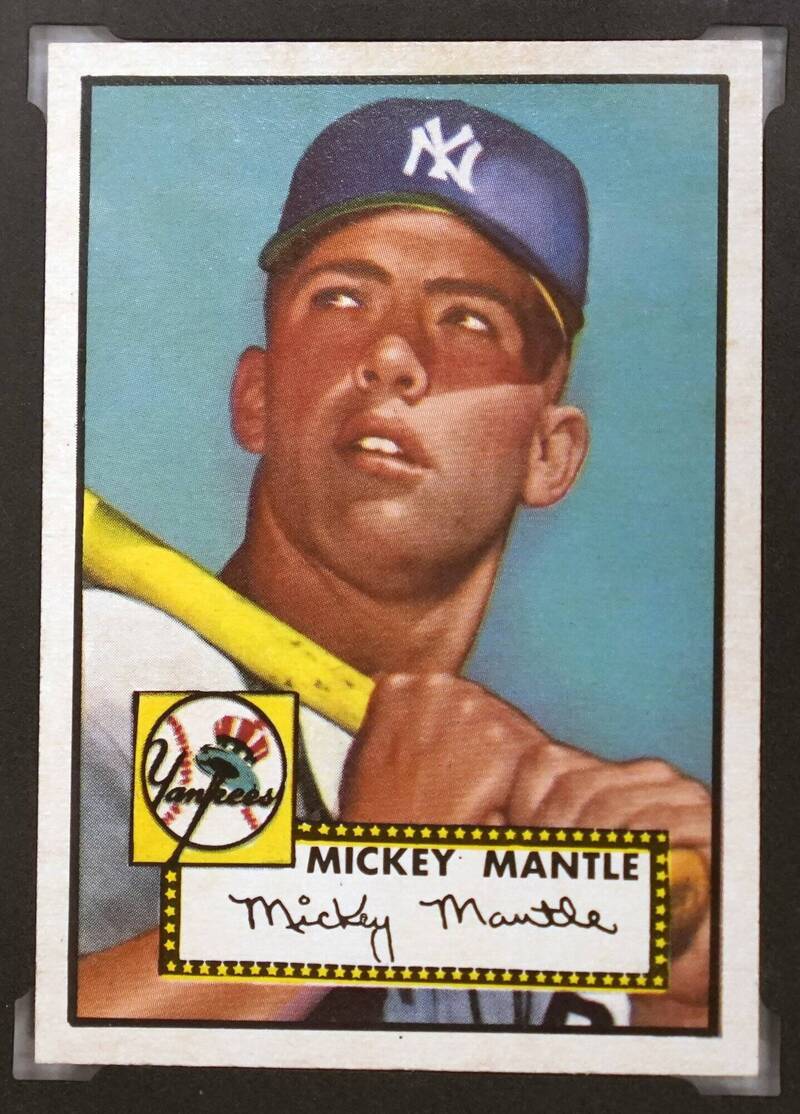 美國紐約洋基隊名將曼托（Mickey Mantle）的1952年球員卡展開拍賣，推估最終可能喊到超過1000萬美元（約新台幣2.98億元）。（美聯社）