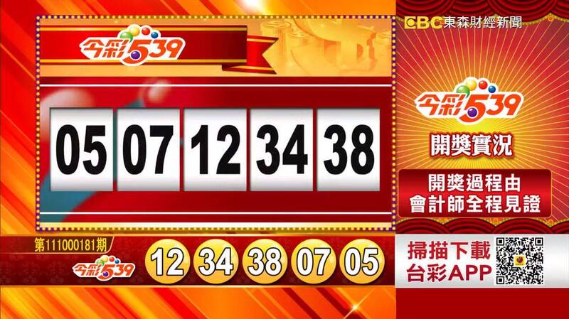 今彩539、39樂合彩開獎獎號。（圖擷取自《東森財經新聞》57彩券王）
