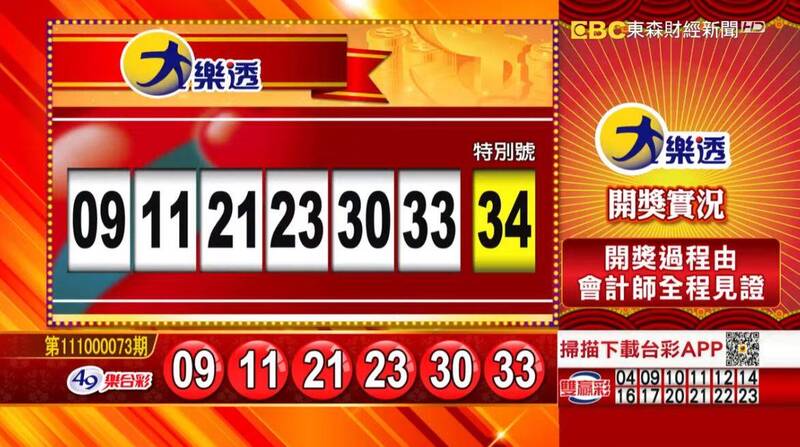 大樂透、49樂合彩開獎號碼。（圖擷取自《東森財經新聞》57彩券王）