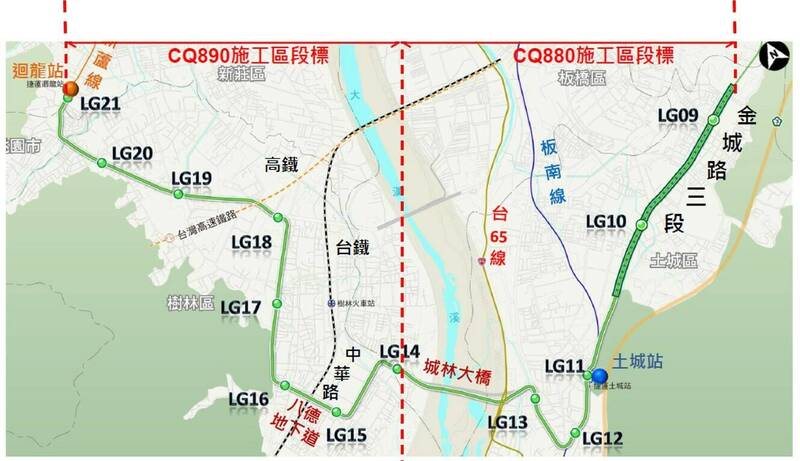 新北捷運樹林線路線圖。（圖由新北市政府捷運工程局提供）