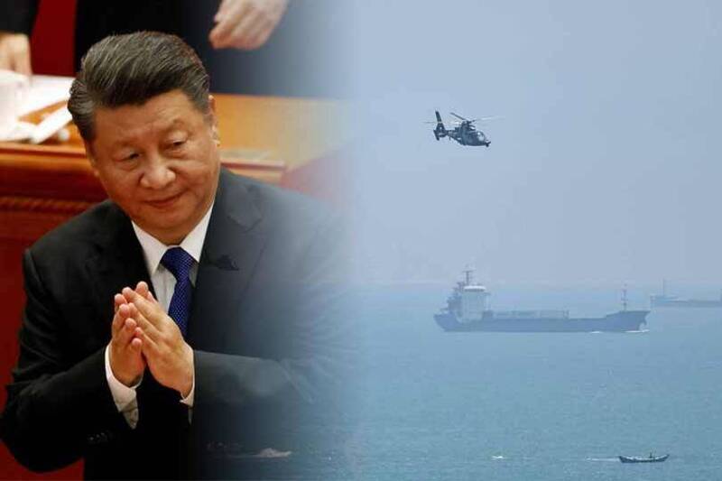 《华盛顿邮报》专栏作家罗金指出，中国近期种种针对台湾的过激反应显示，中国国家主席习近平战略已由赢得台湾人心，转向激发恐惧，唿吁世界应力挺台湾。图为中国军方直升机4日飞过平潭。（法新社、资料照；本报合成）(photo:LTN)