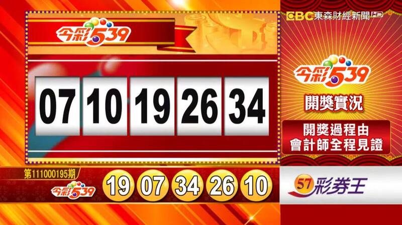 今彩539、39樂合彩開獎獎號。（圖擷取自《東森財經新聞》57彩券王）