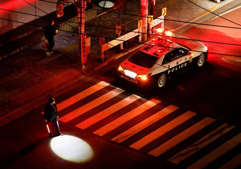 東京澀谷區20日驚傳國中少女隨機砍人案。東京警方示意圖。（路透）